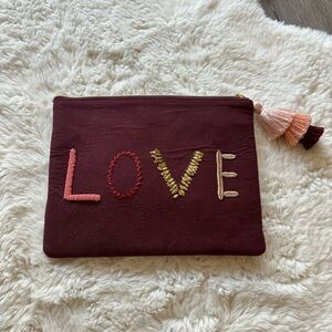 Stella & Dot Embroidered Love Pouch